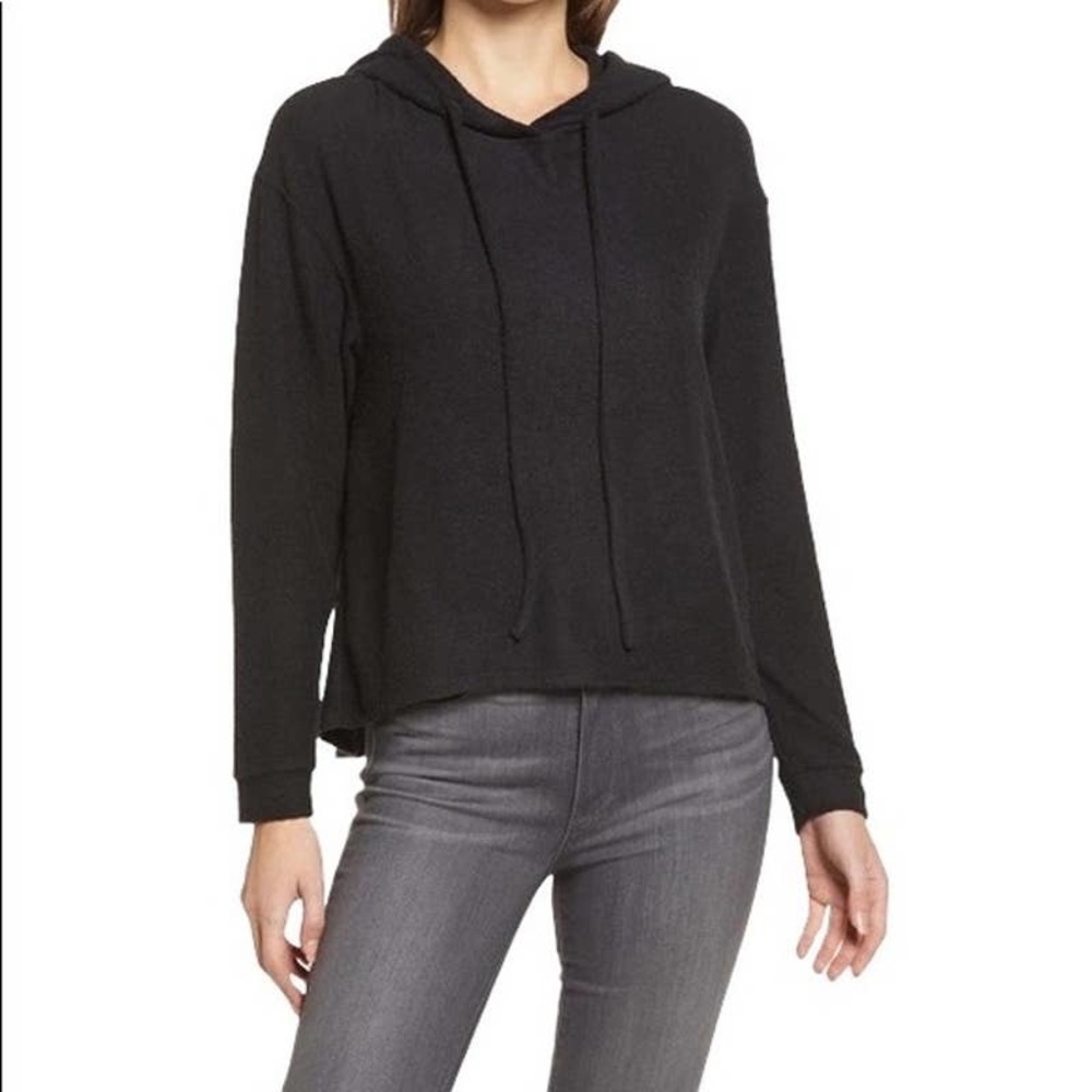 NWT Everleigh Cozy Hoodie Black Soft Brushed French Terry size small